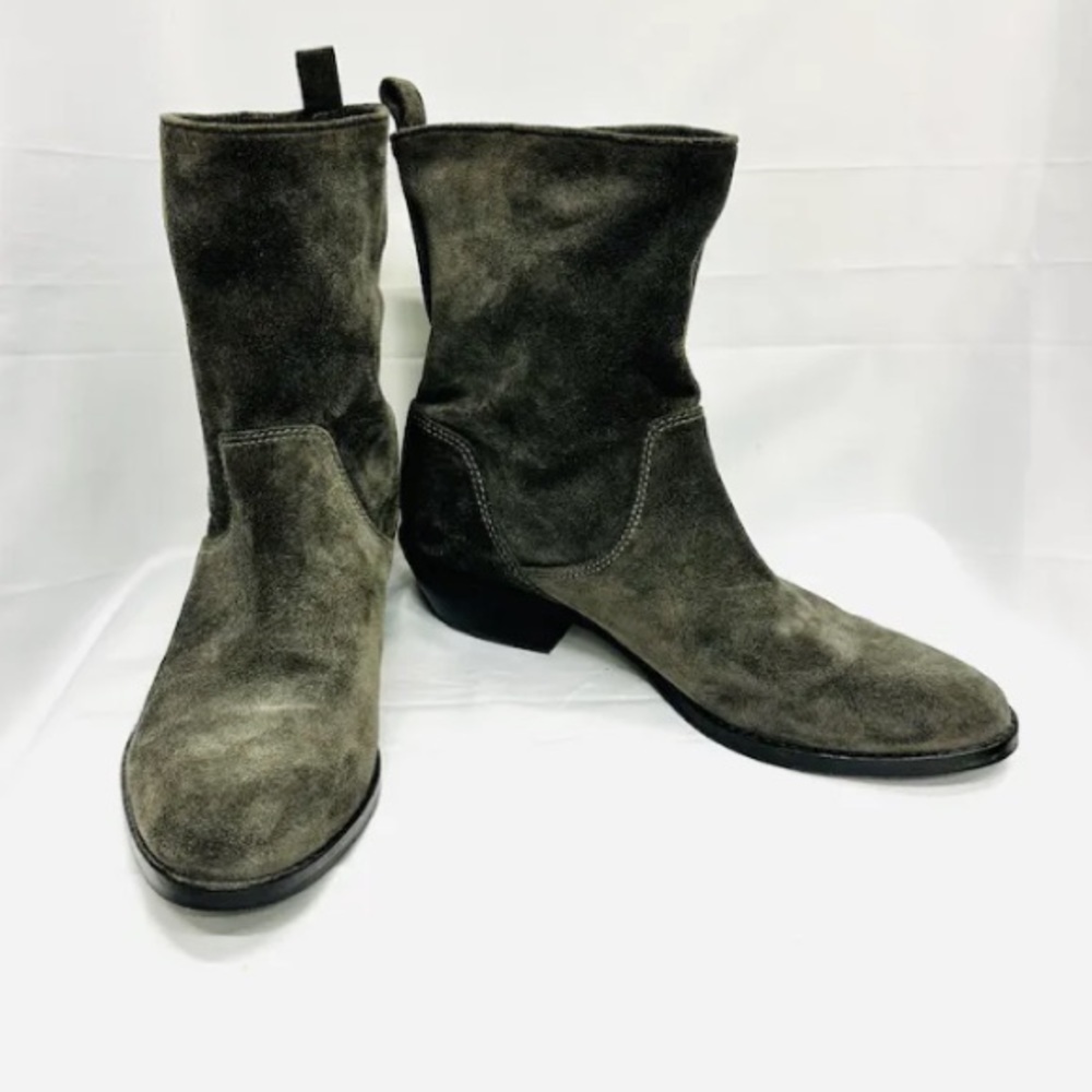 Via Spiga Womens Gray Suede Pull On Western Ankle Boots size 8.5